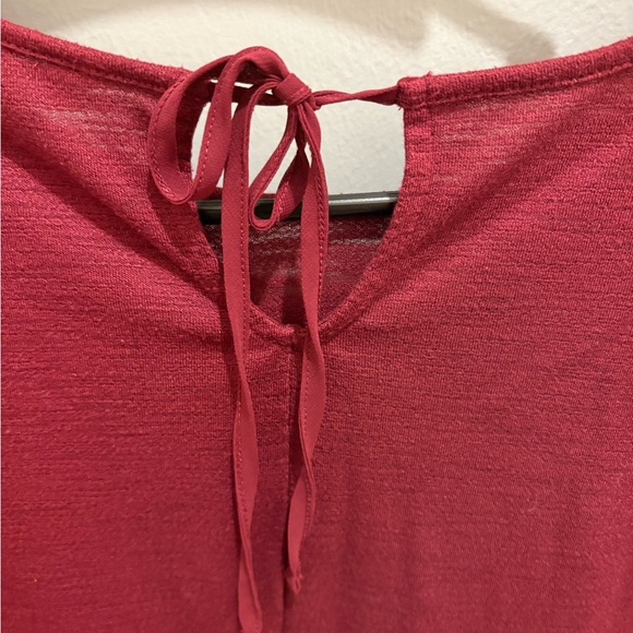 LC Lauren Conrad Burgundy Lace Hem Blouse - Picture 5 of 6